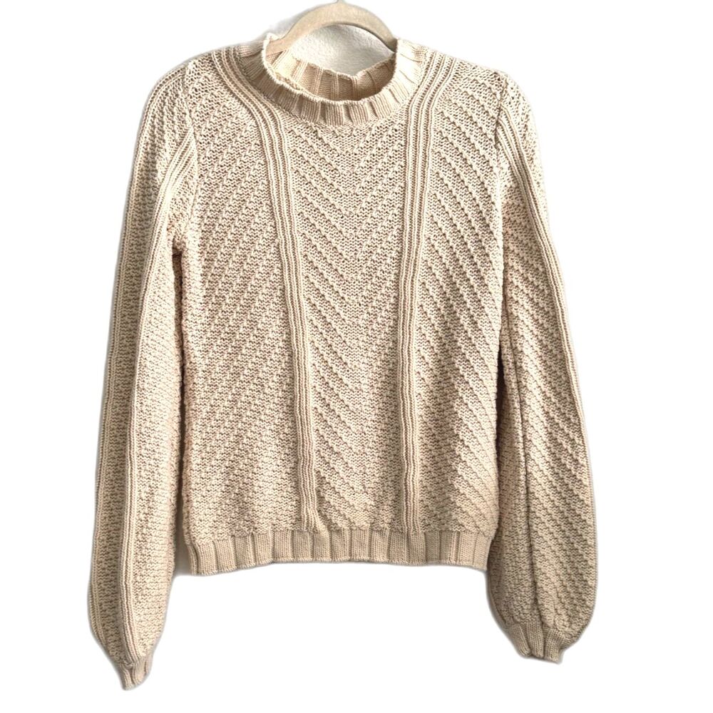 Faherty cream chunky knit sweater xs oversized fisherman cottagecore vibe